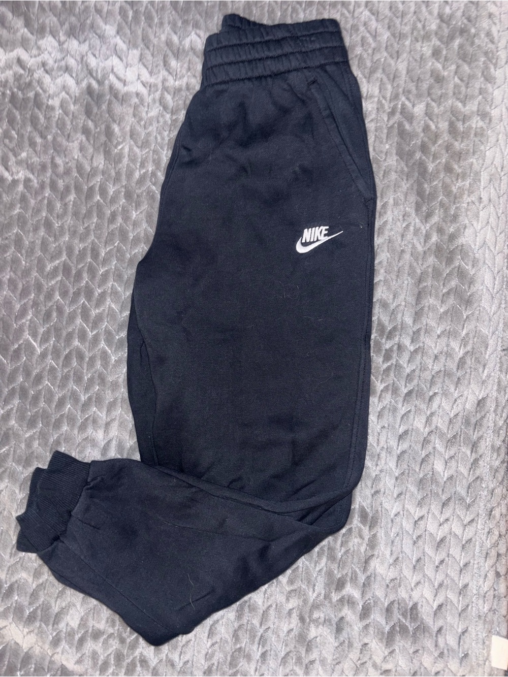 Nike Black Kids Jogger Sweatpants with White Swoosh